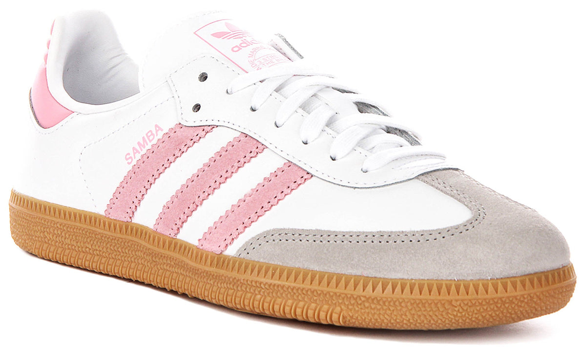 Adidas Samba OG J In White Pink For Youth