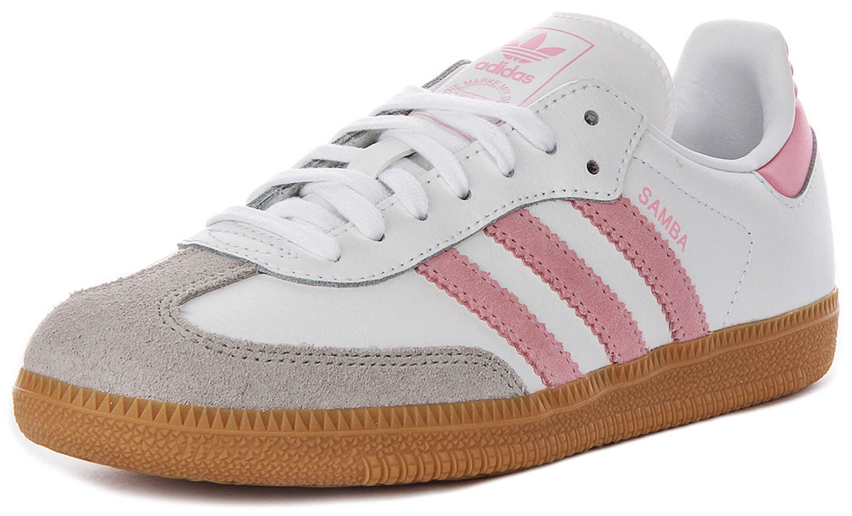 Adidas Samba OG J In White Pink For Youth